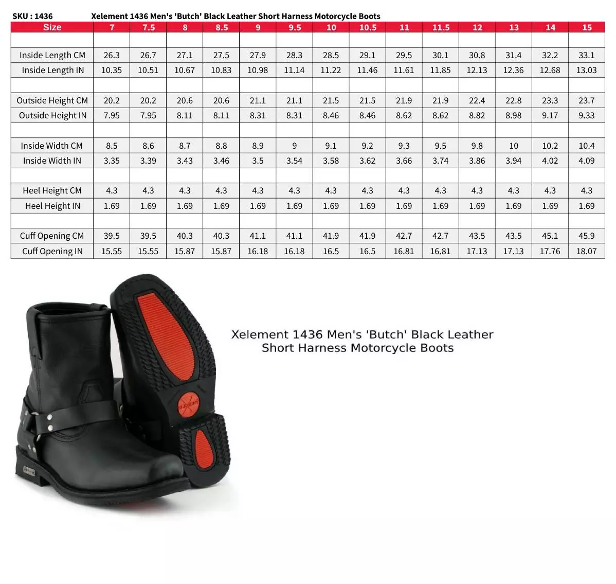 Xelement 1436 Men's 'Butch' Black Leather Short Harness Motorcycle Boots 5 Xelement 1436 Men's 'Butch' Black Leather Short Harness Motorcycle Boots - Image 3