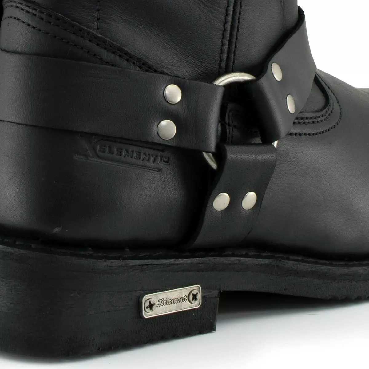 Xelement 1436 Men's 'Butch' Black Leather Short Harness Motorcycle Boots 8 Xelement 1436 Men's 'Butch' Black Leather Short Harness Motorcycle Boots - Image 6