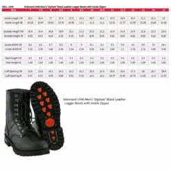 Xelement 1446 Men's 'Vigilant' Black Leather Logger Boots With Inside Zipper -Winter shoes Sales Shop 1446 size chart