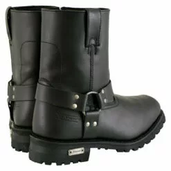 Xelement 1502 Men's 'Killa' Black Leather Zippered Harness Motorcycle Boots -Winter shoes Sales Shop 1502 side