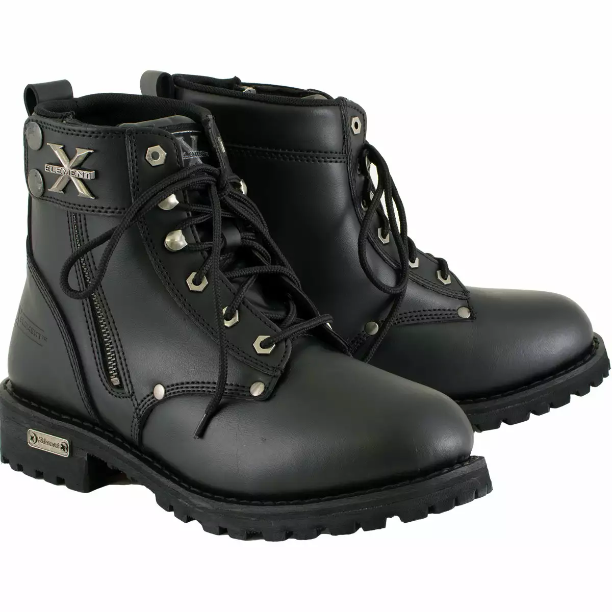 Xelement 1505 Men's 'Sprocket' Black Leather Advanced Lace-Up Motorcycle Boots 3 Xelement 1505 Men's 'Sprocket' Black Leather Advanced Lace-Up Motorcycle Boots