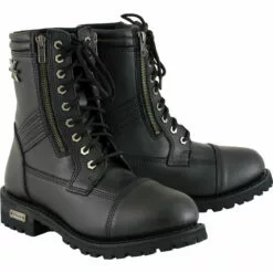 Xelement 1506 Men's 'Impact' Black Leather Lace-Up Motorcycle Biker Boots