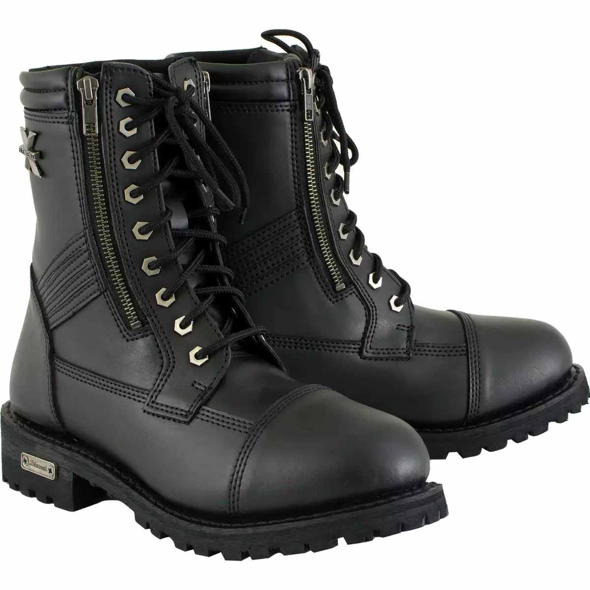 Xelement 1506 Men's 'Impact' Black Leather Lace-Up Motorcycle Biker Boots 3 Xelement 1506 Men's 'Impact' Black Leather Lace-Up Motorcycle Biker Boots
