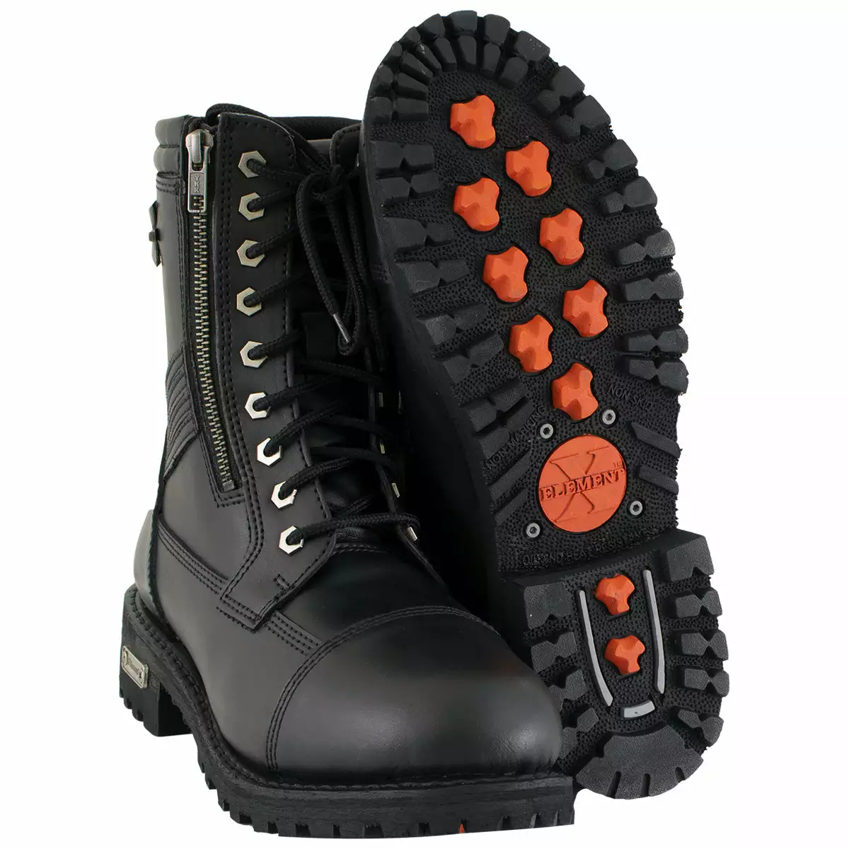Xelement 1506 Men's 'Impact' Black Leather Lace-Up Motorcycle Biker Boots 4 Xelement 1506 Men's 'Impact' Black Leather Lace-Up Motorcycle Biker Boots - Image 2