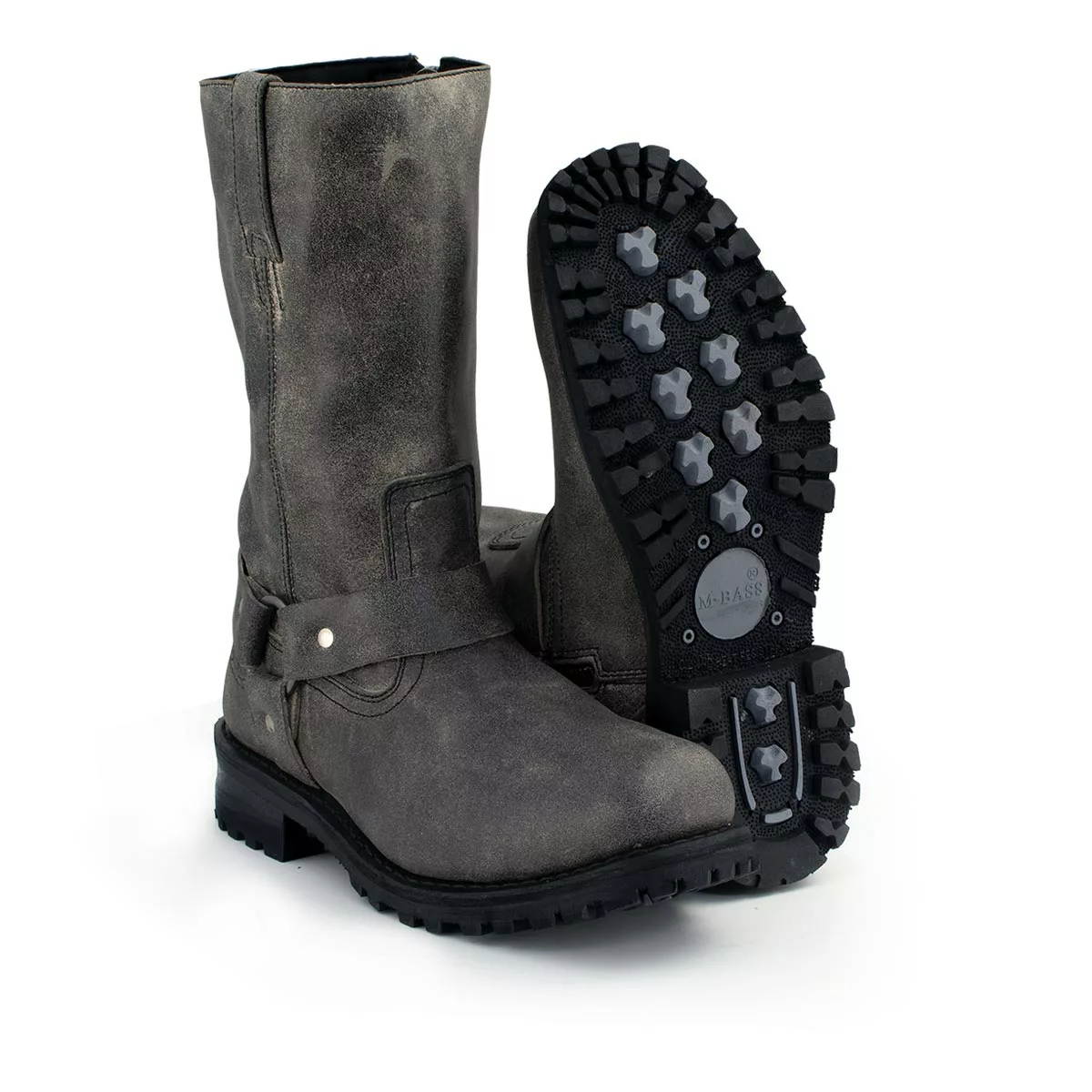 M-Boss Apparel BOS49001 Men's Classic 12-inch Distress Grey Harness Leather Motorcycle Boots 3 M-Boss Apparel BOS49001 Men's Classic 12-inch Distress Grey Harness Leather Motorcycle Boots