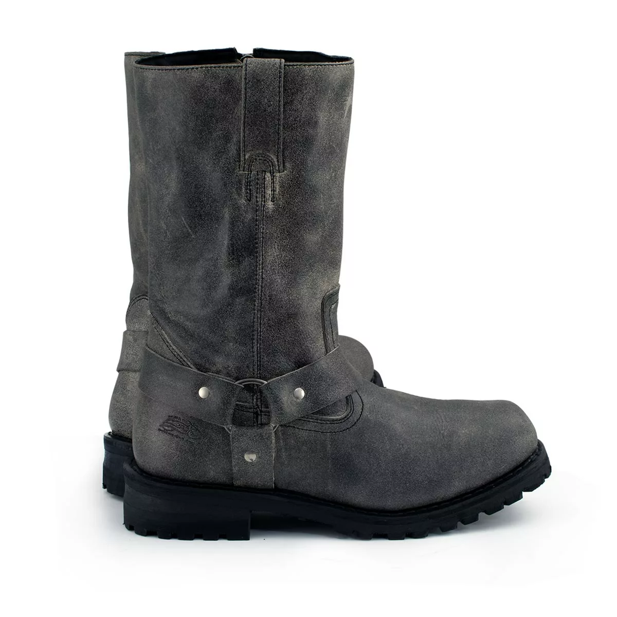 M-Boss Apparel BOS49001 Men's Classic 12-inch Distress Grey Harness Leather Motorcycle Boots 5 M-Boss Apparel BOS49001 Men's Classic 12-inch Distress Grey Harness Leather Motorcycle Boots - Image 3