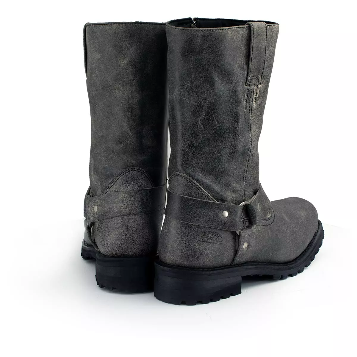 M-Boss Apparel BOS49001 Men's Classic 12-inch Distress Grey Harness Leather Motorcycle Boots 6 M-Boss Apparel BOS49001 Men's Classic 12-inch Distress Grey Harness Leather Motorcycle Boots - Image 4
