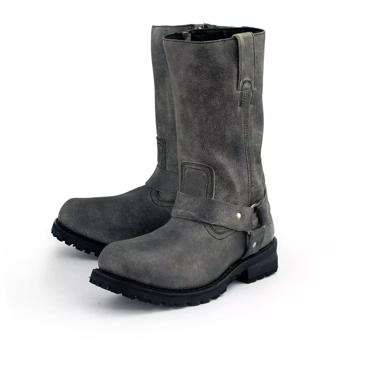 M-Boss Apparel BOS49001 Men's Classic 12-inch Distress Grey Harness Leather Motorcycle Boots 7 M-Boss Apparel BOS49001 Men's Classic 12-inch Distress Grey Harness Leather Motorcycle Boots - Image 5