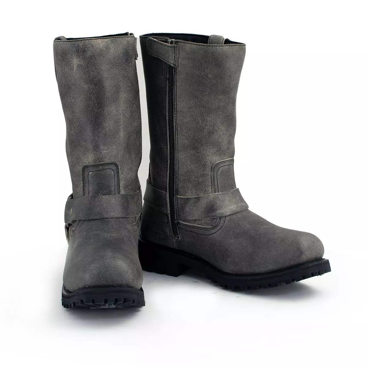 M-Boss Apparel BOS49001 Men's Classic 12-inch Distress Grey Harness Leather Motorcycle Boots 8 M-Boss Apparel BOS49001 Men's Classic 12-inch Distress Grey Harness Leather Motorcycle Boots - Image 6