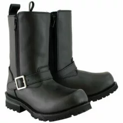 M Boss Motorcycle Apparel BOS49004 Men's 10 Inch Afterburner Leather Motorcycle Boots