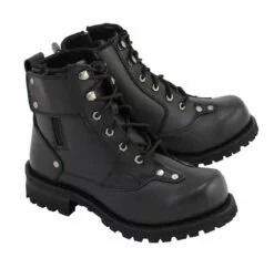 M Boss Motorcycle Apparel BOS49007 Men's 7 Inch Black Outlaw Leather Motorcycle Boots