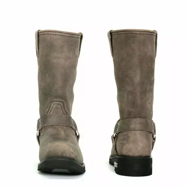 Hot Leathers BTM1003 Men's Stone Wash Brown 11-inch Tall Harness Leather Boots 6 Hot Leathers BTM1003 Men's Stone Wash Brown 11-inch Tall Harness Leather Boots - Image 4