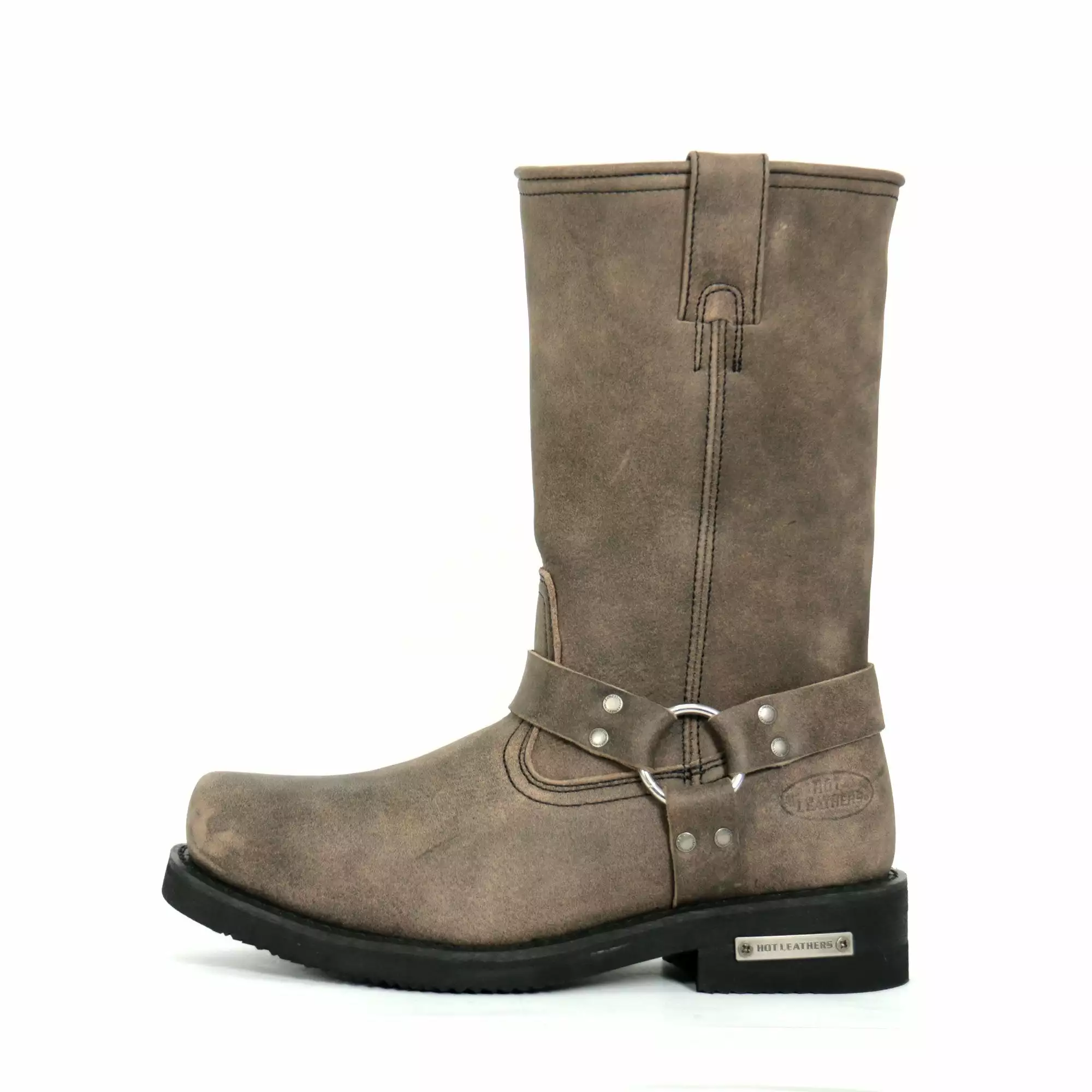 Hot Leathers BTM1003 Men's Stone Wash Brown 11-inch Tall Harness Leather Boots 8 Hot Leathers BTM1003 Men's Stone Wash Brown 11-inch Tall Harness Leather Boots - Image 6