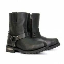 Hot Leathers BTM1004 Men's Black 8-inch Short Harness Leather Boots With Lug Sole