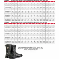Hot Leathers BTM1005 Men's Black 10-inch Tall Round Toe Engineer Leather Boots With Lug Sole -Winter shoes Sales Shop btm1005 size chart