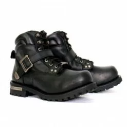 Hot Leathers BTM1007 Men's Black 6-inch Logger Leather Boots With Adjustable Buckle