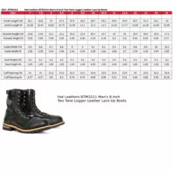 Hot Leathers BTM1011 Men's 8 Inch Two Tone Logger Leather Lace Up Boots -Winter shoes Sales Shop btm1011 size chart 1