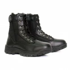 Hot Leathers BTM1012 Men's Black Leather Swat Style Lace Up Boots With Zippers