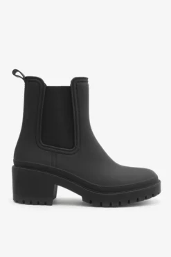 Ardene Lug Sole Chelsea Rain Boots In Black | Size | Rubber