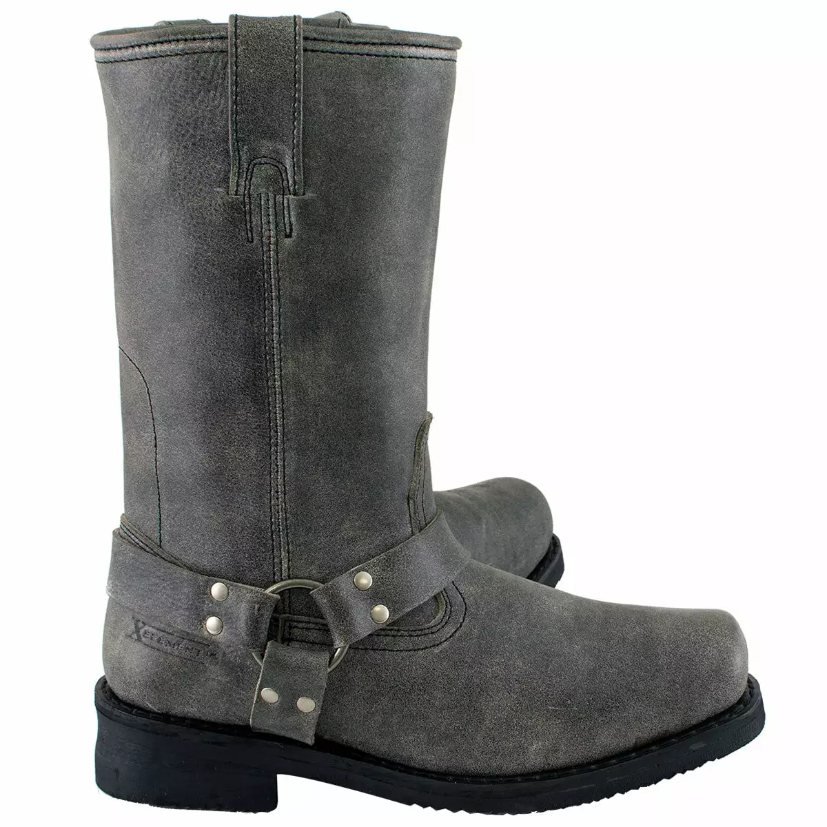 Xelement LU1605 Men's Classic Stone Wash Grey 13-inch Leather Harness Motorcycle Boots 4 Xelement LU1605 Men's Classic Stone Wash Grey 13-inch Leather Harness Motorcycle Boots - Image 2