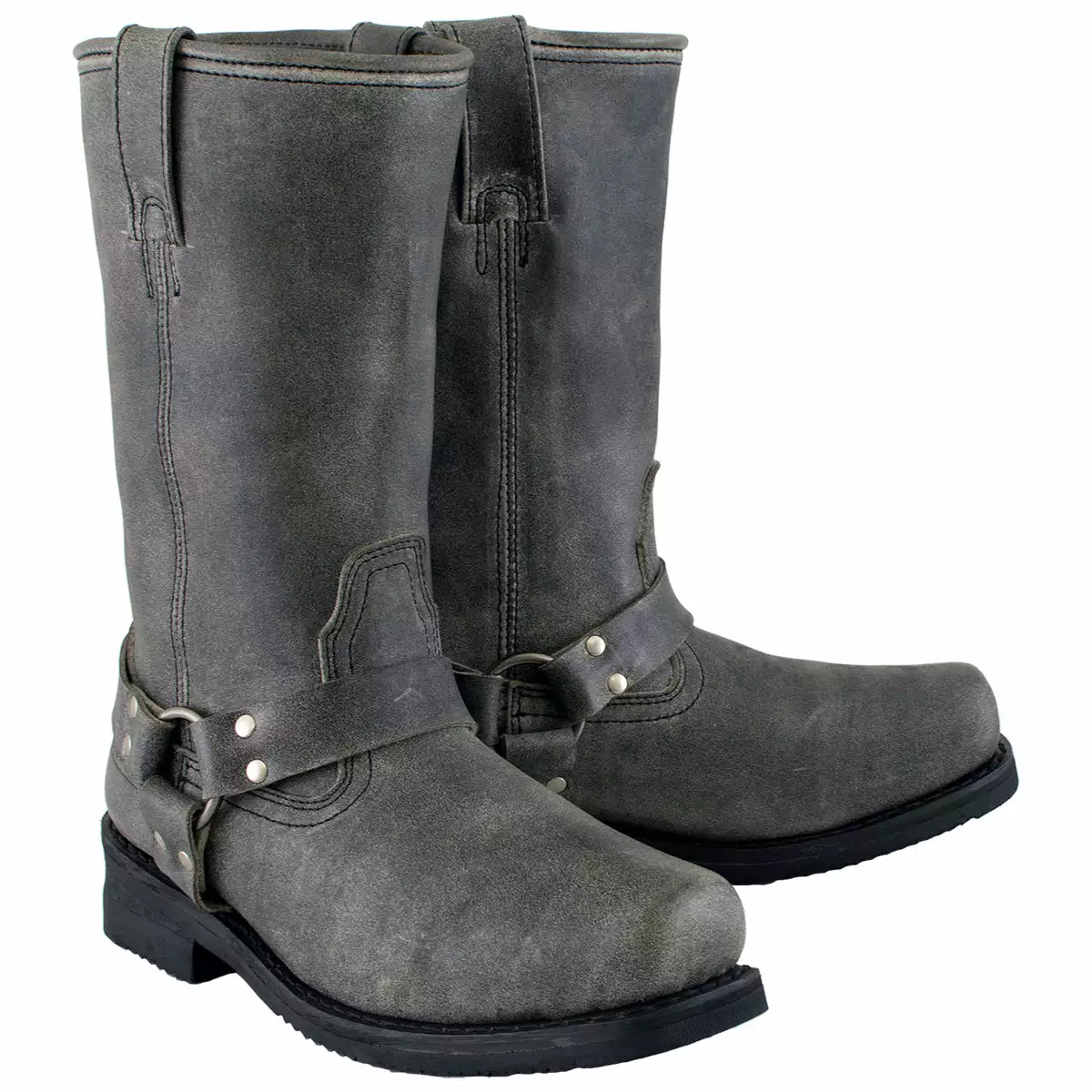 Xelement LU1605 Men's Classic Stone Wash Grey 13-inch Leather Harness Motorcycle Boots 8 Xelement LU1605 Men's Classic Stone Wash Grey 13-inch Leather Harness Motorcycle Boots - Image 6