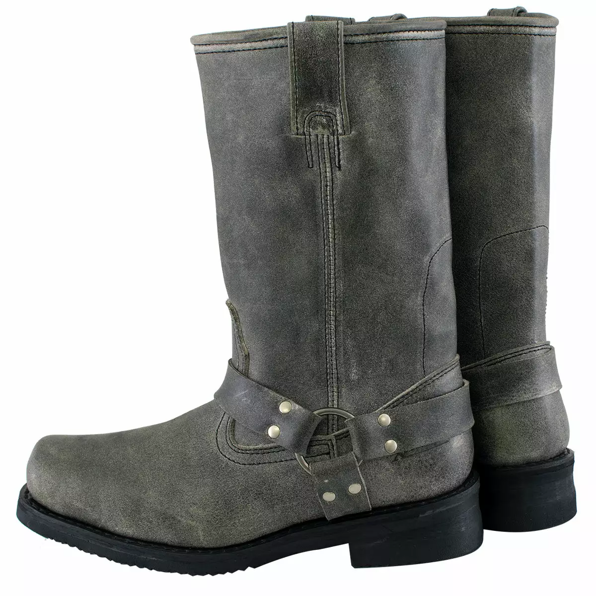 Xelement LU1605 Men's Classic Stone Wash Grey 13-inch Leather Harness Motorcycle Boots 9 Xelement LU1605 Men's Classic Stone Wash Grey 13-inch Leather Harness Motorcycle Boots - Image 7