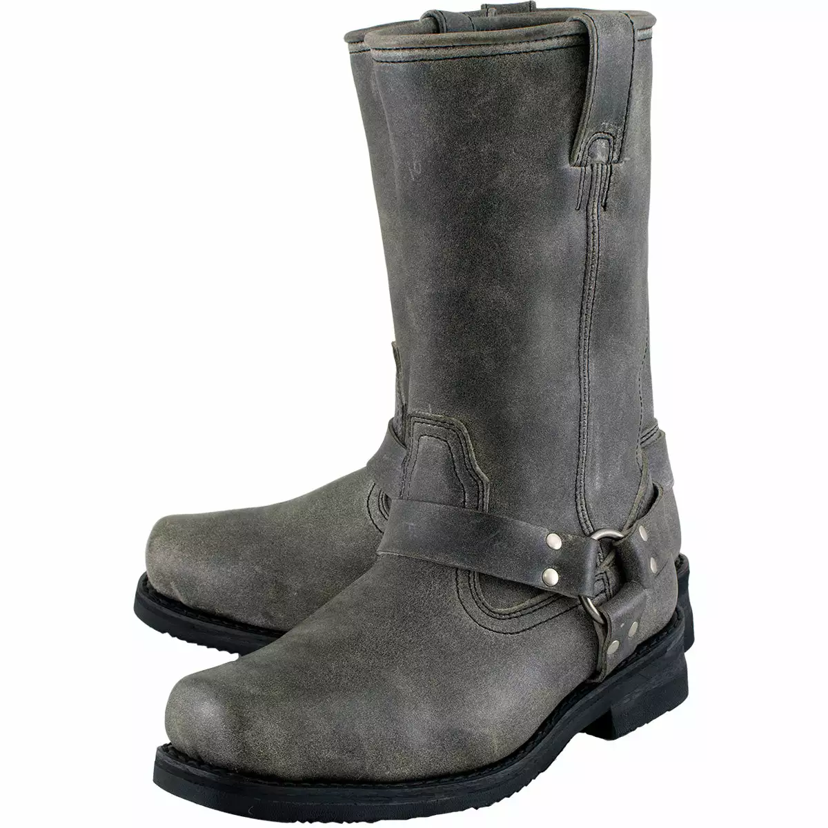 Xelement LU1605 Men's Classic Stone Wash Grey 13-inch Leather Harness Motorcycle Boots 10 Xelement LU1605 Men's Classic Stone Wash Grey 13-inch Leather Harness Motorcycle Boots - Image 8