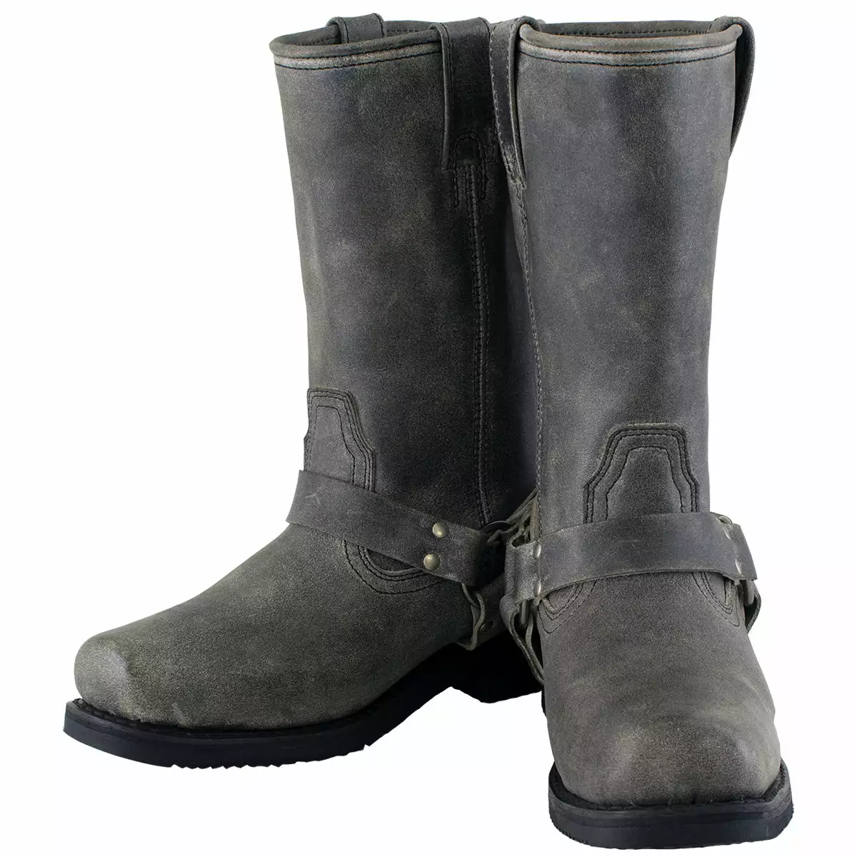 Xelement LU1605 Men's Classic Stone Wash Grey 13-inch Leather Harness Motorcycle Boots 11 Xelement LU1605 Men's Classic Stone Wash Grey 13-inch Leather Harness Motorcycle Boots - Image 9