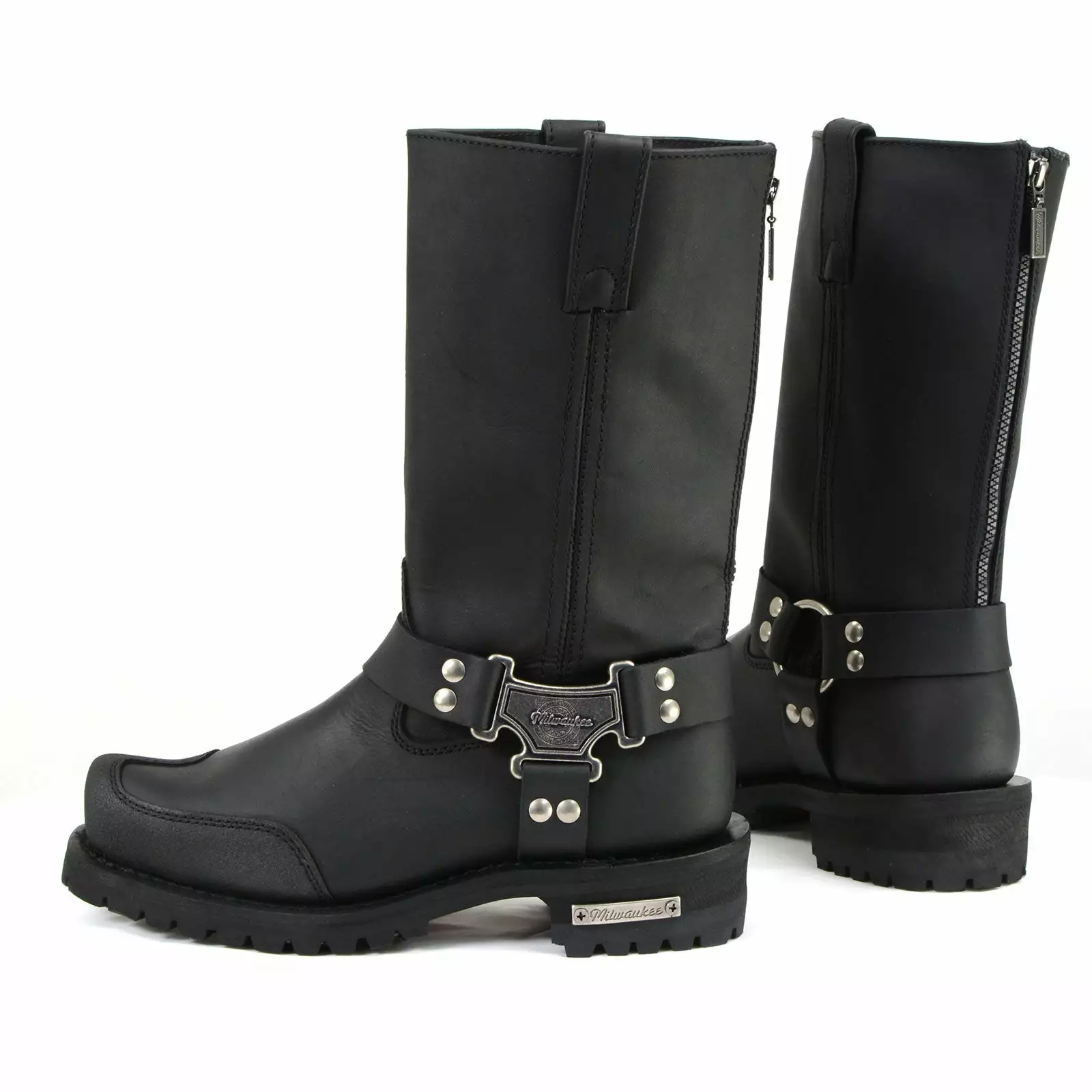 Milwaukee Motorcycle Clothing Company MB411 Men's Black Drag Harness Motorcycle Leather Boots 7 Milwaukee Motorcycle Clothing Company MB411 Men's Black Drag Harness Motorcycle Leather Boots - Image 5