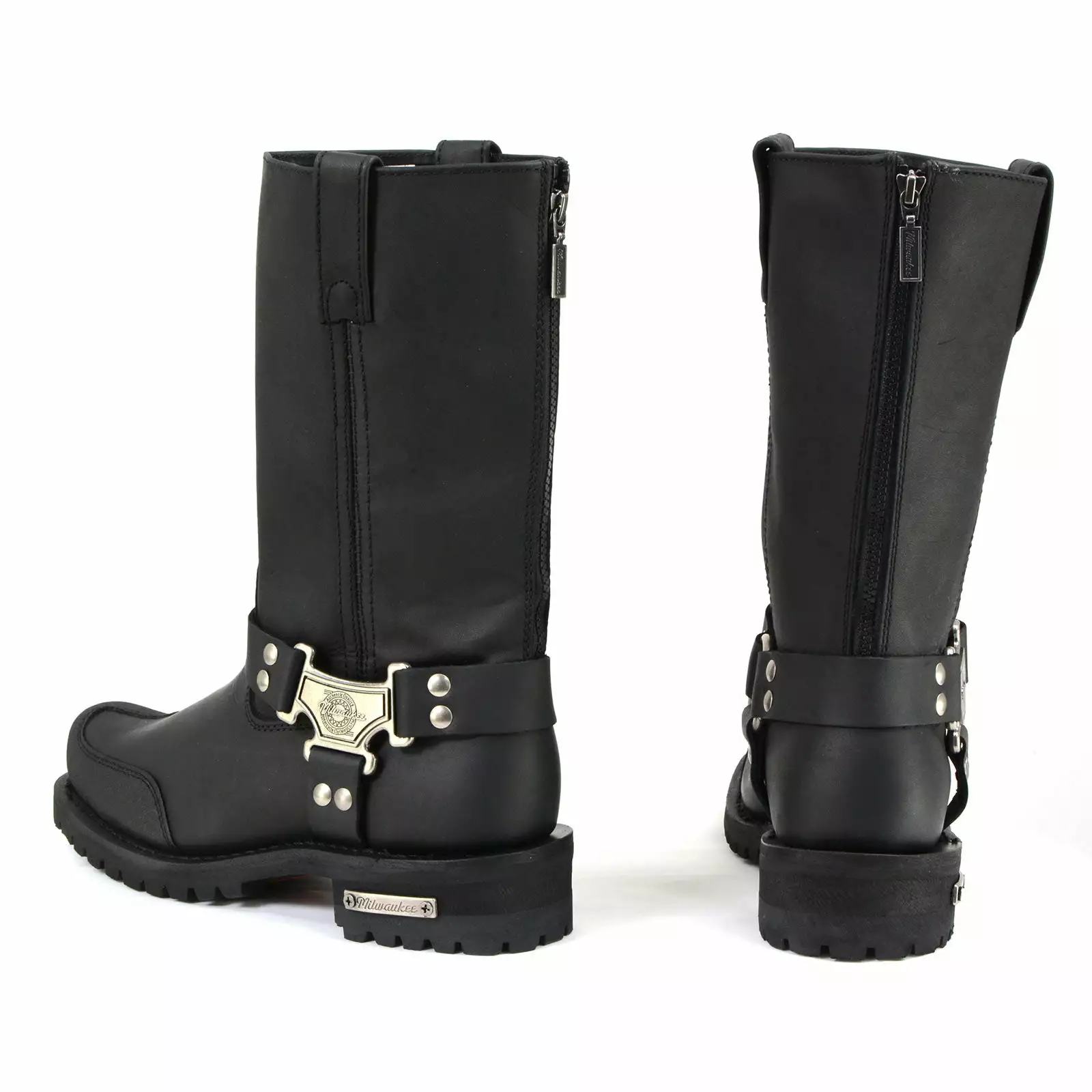 Milwaukee Motorcycle Clothing Company MB411 Men's Black Drag Harness Motorcycle Leather Boots 8 Milwaukee Motorcycle Clothing Company MB411 Men's Black Drag Harness Motorcycle Leather Boots - Image 6