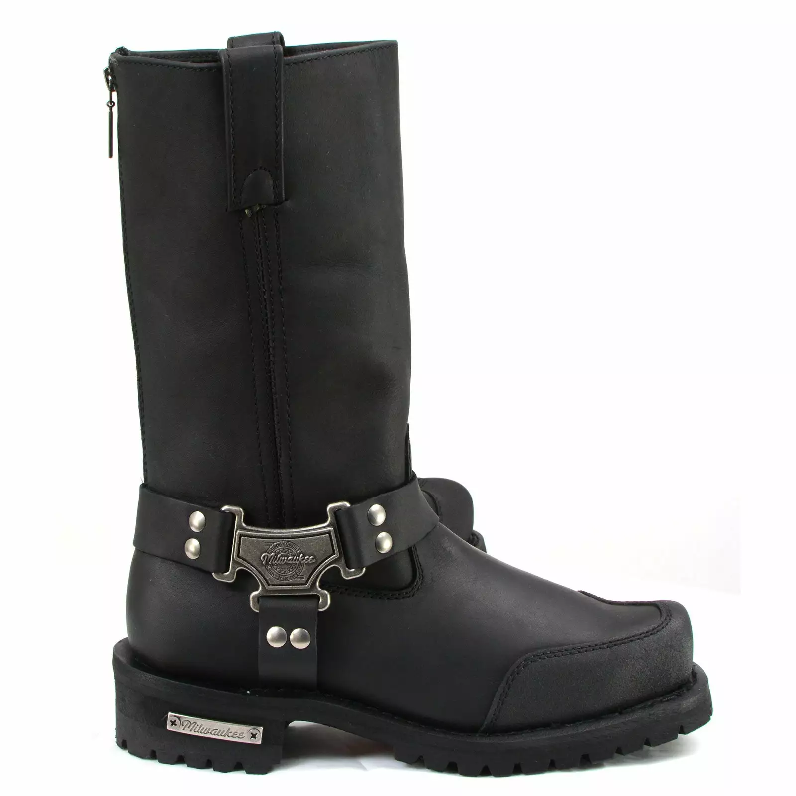 Milwaukee Motorcycle Clothing Company MB411 Men's Black Drag Harness Motorcycle Leather Boots 10 Milwaukee Motorcycle Clothing Company MB411 Men's Black Drag Harness Motorcycle Leather Boots - Image 8