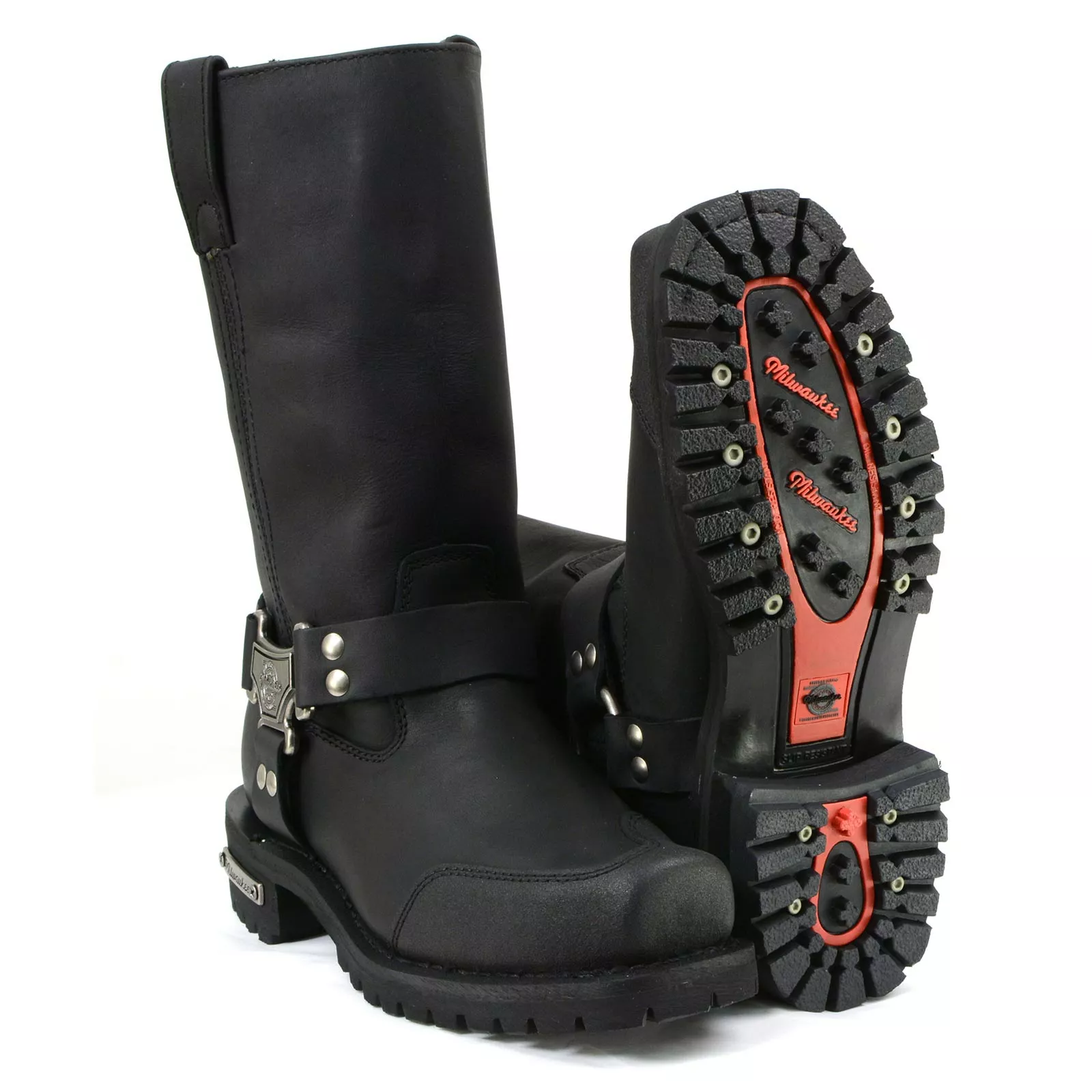 Milwaukee Motorcycle Clothing Company MB411 Men's Black Drag Harness Motorcycle Leather Boots 11 Milwaukee Motorcycle Clothing Company MB411 Men's Black Drag Harness Motorcycle Leather Boots - Image 9
