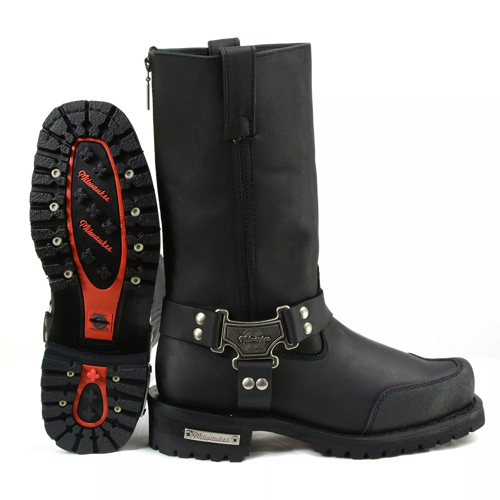 Milwaukee Motorcycle Clothing Company MB411 Men's Black Drag Harness Motorcycle Leather Boots 12 Milwaukee Motorcycle Clothing Company MB411 Men's Black Drag Harness Motorcycle Leather Boots - Image 10