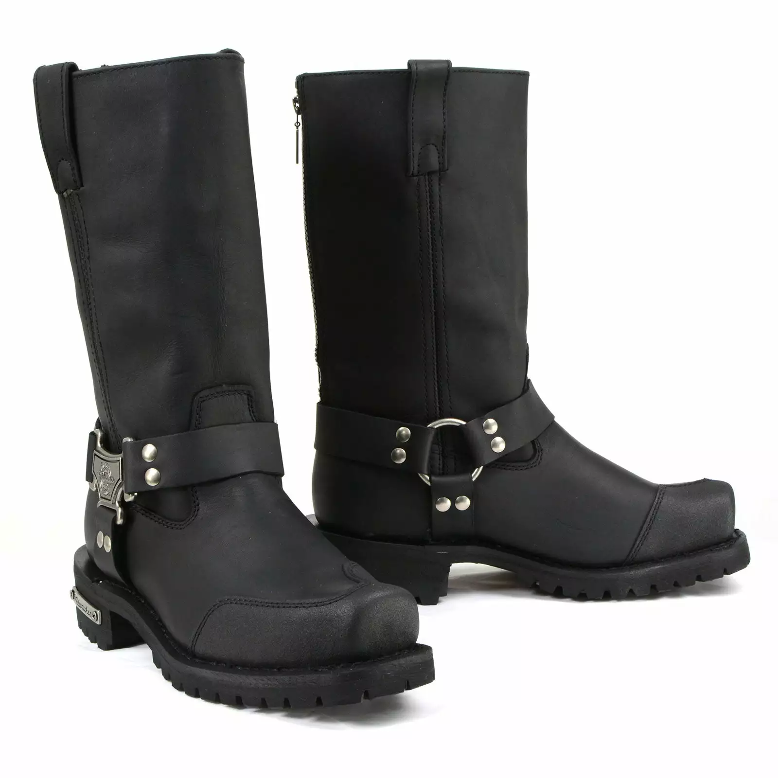 Milwaukee Motorcycle Clothing Company MB411 Men's Black Drag Harness Motorcycle Leather Boots 3 Milwaukee Motorcycle Clothing Company MB411 Men's Black Drag Harness Motorcycle Leather Boots