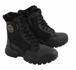 Milwaukee Leather MBL9495 Women Black Leather Tactical Boots With Side Zipper