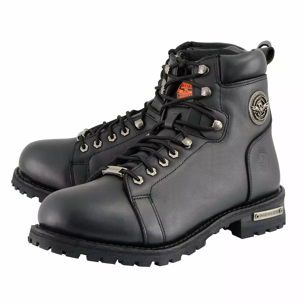 Milwaukee Leather MBM100W Men's Black Leather Wide-Width Lace-Up Motorcycle Boots With Side Zipper 5 Milwaukee Leather MBM100W Men's Black Leather Wide-Width Lace-Up Motorcycle Boots With Side Zipper - Image 4