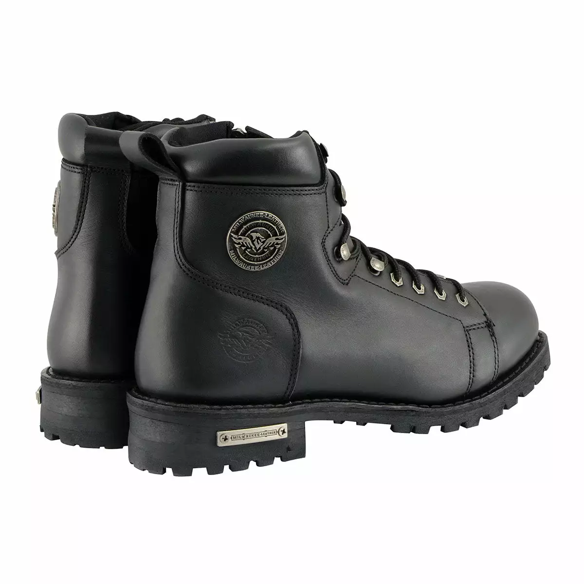 Milwaukee Leather MBM100W Men's Black Leather Wide-Width Lace-Up Motorcycle Boots With Side Zipper 8 Milwaukee Leather MBM100W Men's Black Leather Wide-Width Lace-Up Motorcycle Boots With Side Zipper - Image 7