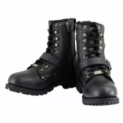 Milwaukee Leather MBM101W Men's Black Leather Wide-Width Lace-Up Engineer Motorcycle Boots With Side Zipper Entry -Winter shoes Sales Shop mbm101 2 edit a 6e292ed9 b2df 46c5 8ef2 da82ee225566