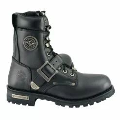 Milwaukee Leather MBM101W Men's Black Leather Wide-Width Lace-Up Engineer Motorcycle Boots With Side Zipper Entry -Winter shoes Sales Shop mbm101 7 edit a aa4bef92 8344 4672 be2b 8a9760a2ab86