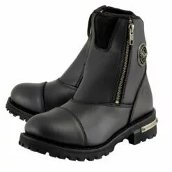 Milwaukee Leather MBM102 Men's Black Smooth Double Sided Zipper Entry Motorcycle Leather Boots -Winter shoes Sales Shop mbm102 3 edit a