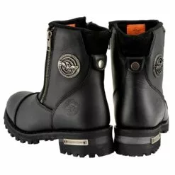 Milwaukee Leather MBM102 Men's Black Smooth Double Sided Zipper Entry Motorcycle Leather Boots -Winter shoes Sales Shop mbm102 5 edit a
