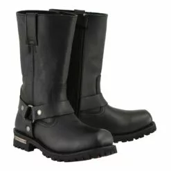 Milwaukee Leather MBM131W Men's Black 'Wide-Width' 11-inch Classic Square Toe Harness Boots -Winter shoes Sales Shop mbm131
