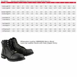 Milwaukee Leather MBM9000 Men's Black Lace-Up Motorcycle Riding Leather Boots With Side Zipper Entry 14 Milwaukee Leather MBM9000 Men's Black Lace-Up Motorcycle Riding Leather Boots With Side Zipper Entry -Winter shoes Sales Shop mbm9000 3 size chart