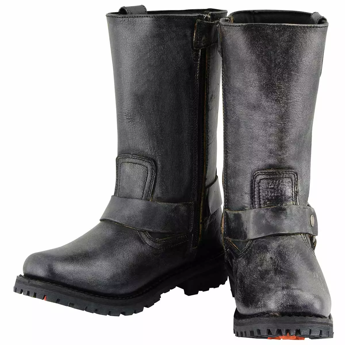 Milwaukee Leather MBM9006 Men's Distressed Gray Leather 11-inch Classic Harness Square Toe Motorcycle Boots 6 Milwaukee Leather MBM9006 Men's Distressed Gray Leather 11-inch Classic Harness Square Toe Motorcycle Boots - Image 4