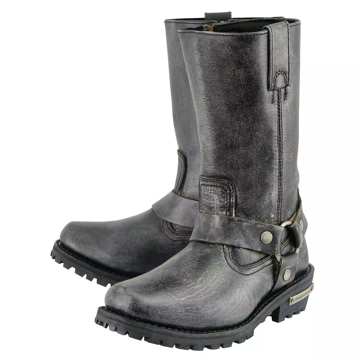 Milwaukee Leather MBM9006 Men's Distressed Gray Leather 11-inch Classic Harness Square Toe Motorcycle Boots 7 Milwaukee Leather MBM9006 Men's Distressed Gray Leather 11-inch Classic Harness Square Toe Motorcycle Boots - Image 5