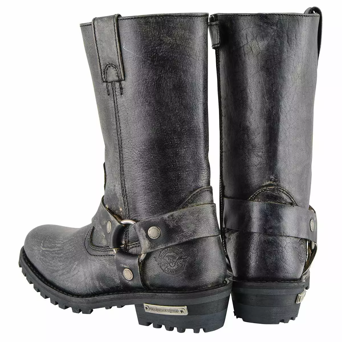 Milwaukee Leather MBM9006 Men's Distressed Gray Leather 11-inch Classic Harness Square Toe Motorcycle Boots 8 Milwaukee Leather MBM9006 Men's Distressed Gray Leather 11-inch Classic Harness Square Toe Motorcycle Boots - Image 6