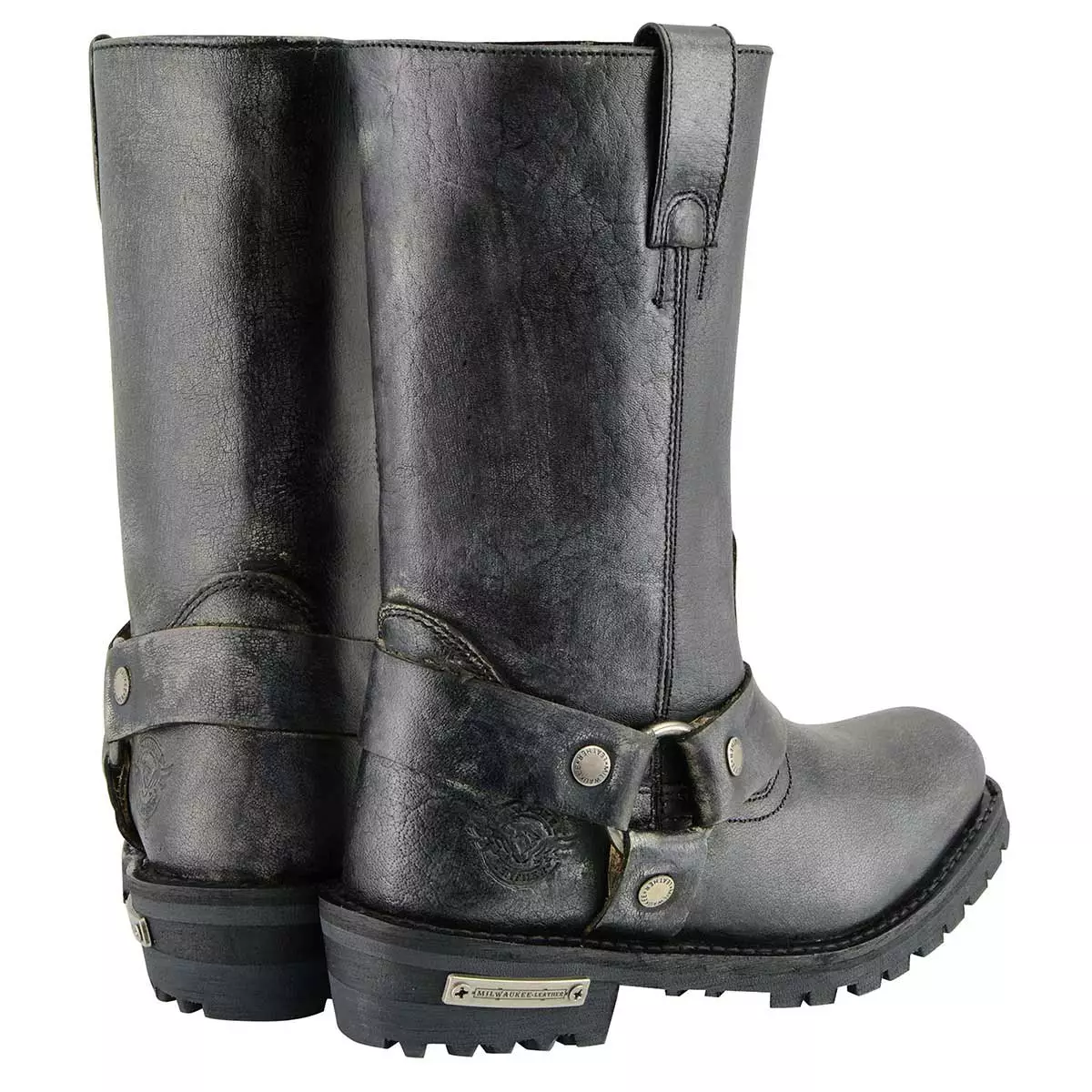 Milwaukee Leather MBM9006 Men's Distressed Gray Leather 11-inch Classic Harness Square Toe Motorcycle Boots 9 Milwaukee Leather MBM9006 Men's Distressed Gray Leather 11-inch Classic Harness Square Toe Motorcycle Boots - Image 7