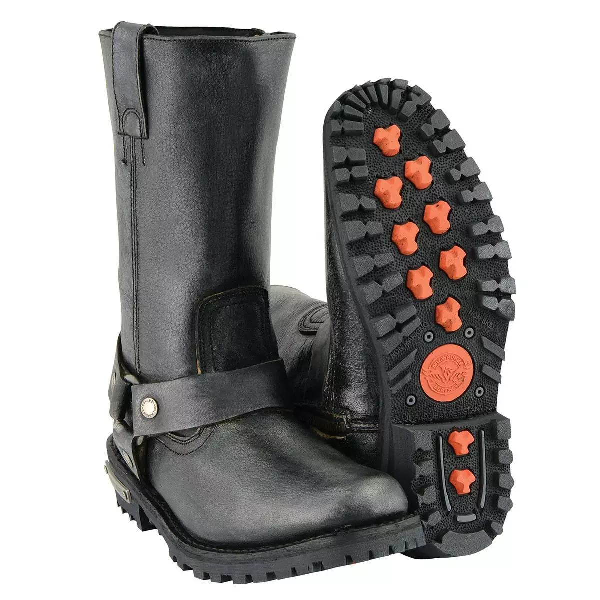 Milwaukee Leather MBM9006 Men's Distressed Gray Leather 11-inch Classic Harness Square Toe Motorcycle Boots 3 Milwaukee Leather MBM9006 Men's Distressed Gray Leather 11-inch Classic Harness Square Toe Motorcycle Boots