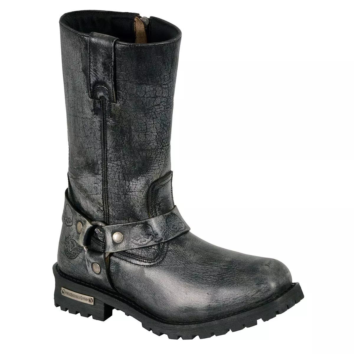 Milwaukee Leather MBM9006 Men's Distressed Gray Leather 11-inch Classic Harness Square Toe Motorcycle Boots 12 Milwaukee Leather MBM9006 Men's Distressed Gray Leather 11-inch Classic Harness Square Toe Motorcycle Boots - Image 10