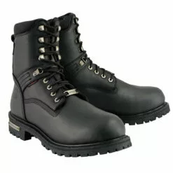 Milwaukee Leather MBM9036WP Men's Black 'Wide Width' 7-inch Lace To Toe Waterproof Leather Boots